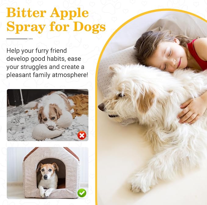 No Chew Spray for Dogs, Bitter Apple Spray for Dogs to Stop Chewing, Effective Indoor/Outdoor Deterrent Training Corrector for Anti-Scratch, Anti Marking, Furniture Protection (2)