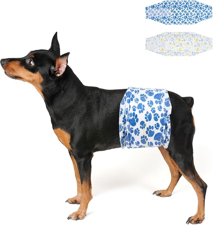 Dono Dog Diapers Male, Disposable Male Dog Wraps with Wetness Indicator, Leak-Proof Dog Belly Wraps, Rapid-Dry Gel Technology Doggie Puppy Diapers for Excitable Urination Incontinence, X-Small 60ct