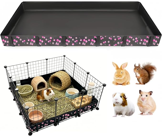 DZWLKJ Guinea Pig Cage Liner,Washable Tarp Bottom Base,Cherry Graphic,36"x36", Reusable for Rabbit, Chinchilla, Hedgehog, Ferret & Other Small Animals.