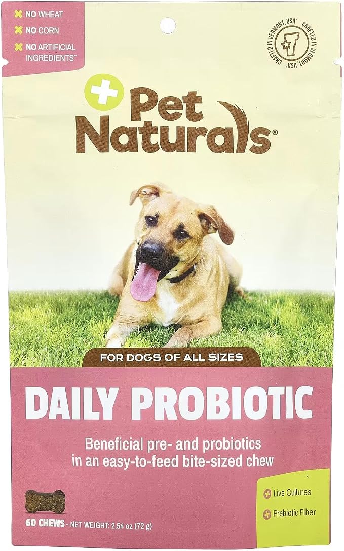Pet Naturals Daily Probiotic Soft Chews for Dogs, Digestive and Immune Support Supplement, 1 Billion CFU Per Chew, Duck, 60 Count (Pack of 2)