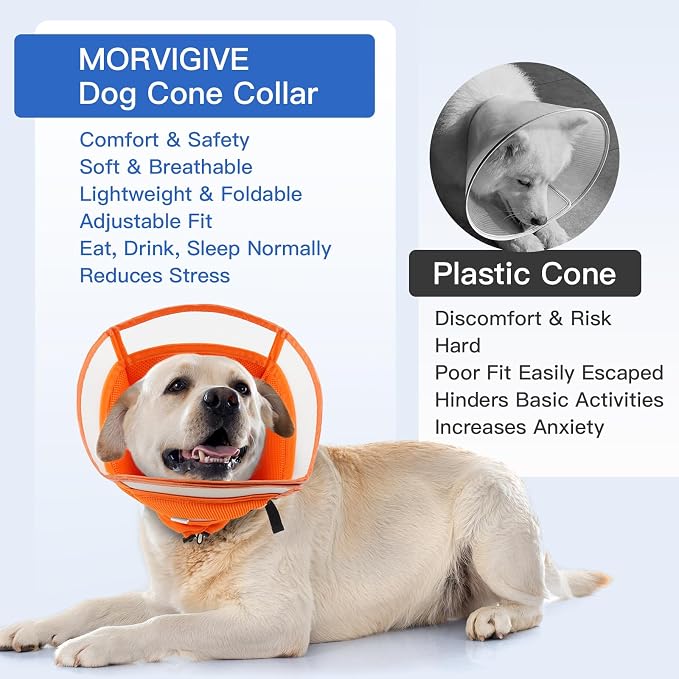 Soft Dog Cone Collar to Stop Licking - Adjustable for Small Dogs | Prevents Licking Wounds After Surgery & Skin Disease,Lightweight,Comfortable Elizabethan Recovery Cone (Orang,S)