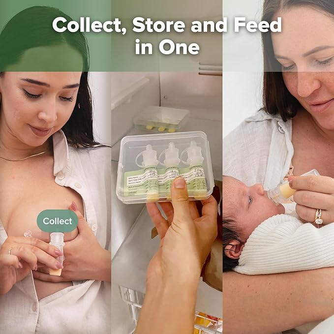 haakaa Silicone Colostrum Collector (0.2oz./6ml,6pcs) Pack - Collect, Store & Feed Colostrum Ready-to-Use Pack, Reusable Colostrum Syringes Set for Liquid Gold, Include Cloth Wipe and Storage Case