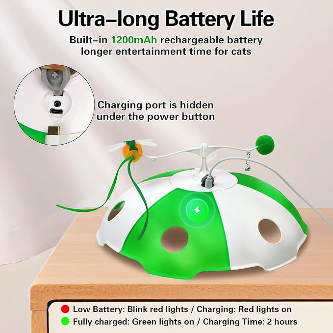 Sofolor Cat Toys Rechargeable, Interactive Cat Toys for Indoor Cats, Touch Activated, Moving Feather, Bird Chirping, 6 Holes Maze Mouse Catching Game