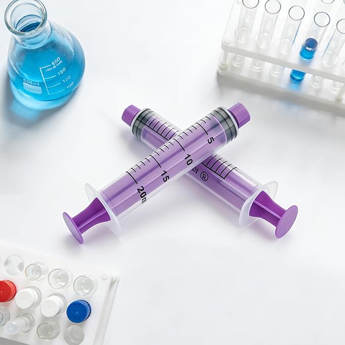 20ml Syringes with Cap without Needle - 20cc Plastic Syringe for Liquid, Feeding, Blister-Packed, Pack of 50
