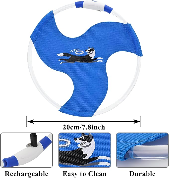 Dog Flying Disc Flyer Dog Toys, Glow in The Dark Nylon Dog Toy with 3 Light Models, Floating Dog Ring Toys for Physical Exercise, Pet Training Throwing Playing