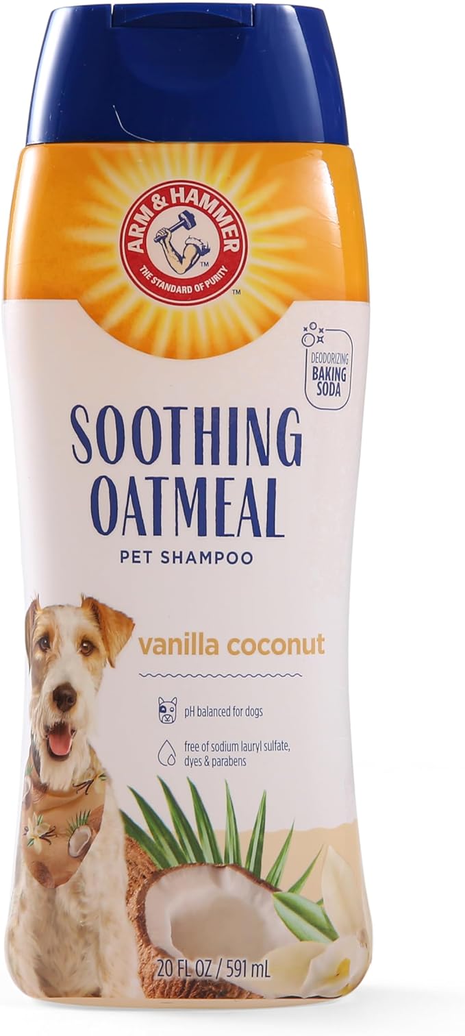 Arm & Hammer for Pets Soothing Oatmeal Dog Shampoo, Vanilla Coconut Scent, Baking Soda Odor Control, Moisturizing Shampoo for Dry Dog Skin, pH Balanced for Dogs, 20 Fl Oz - 2 Pack