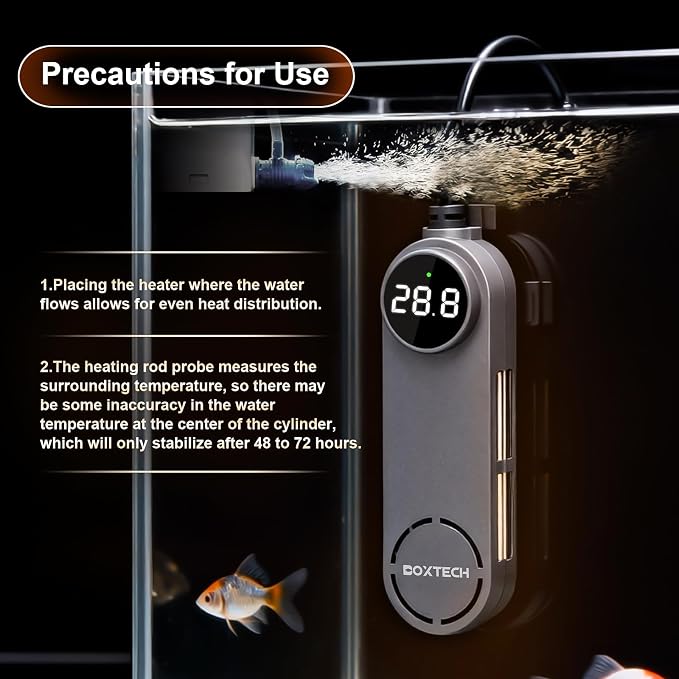 boxtech Betta Fish Tank Heater - Small Aquarium Heater 75w for Turtle Tank with Led Digital Display, External Temperature Controller for 8 to 17 Gallon Tanks