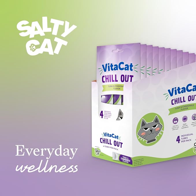 Salty Cat VitaCat Chill Out Natural Creamy Tuna & Pumpkin Functional Tube Treats for Cats, 15g (12 Pack)