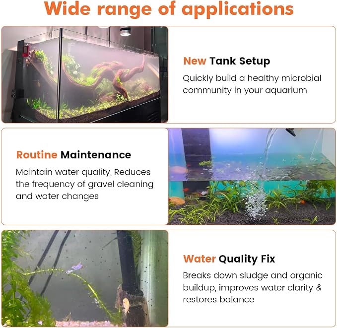 hygger Aquarium Water Bio-Clarifier, Reducing Fish Waste and Cleaning Organic Sludge, Natural Fish Tank Aquarium Leave-in Waste Management Solution for Freshwater and Saltwater Tanks, 300 ML