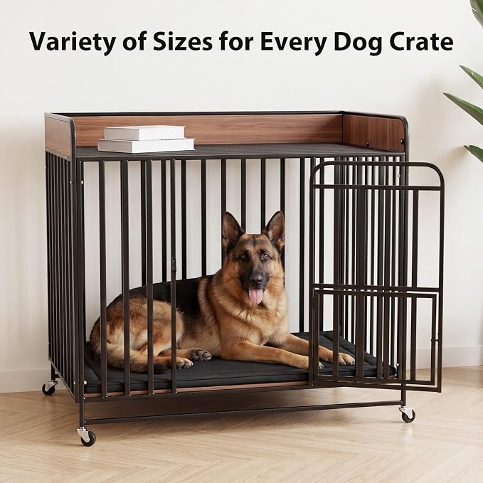 RRPETHOME Indestructible Chew Proof Dog Bed For Aggressive Chewers, Durable Tough Waterproof Dog Crate Mat Pad For Teething Puppies, Heavy Duty Outdoor Kennel Pad For Large Anxiety Dogs, Black 41"x28"