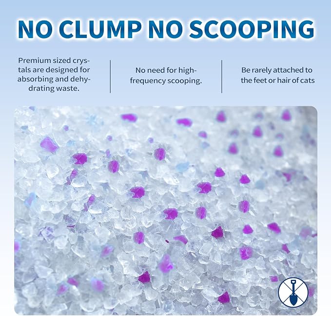 Made4Pets Cat Litter Crystals, Non Clumping Cat Litter Odor Control Silica Gel Cat Litter Non Clumping Low Dust, Low Tracking, Lightweight, Dehydrates Waste, Lavender – 8.6 lbs (2 x 4.3 lb Packs)