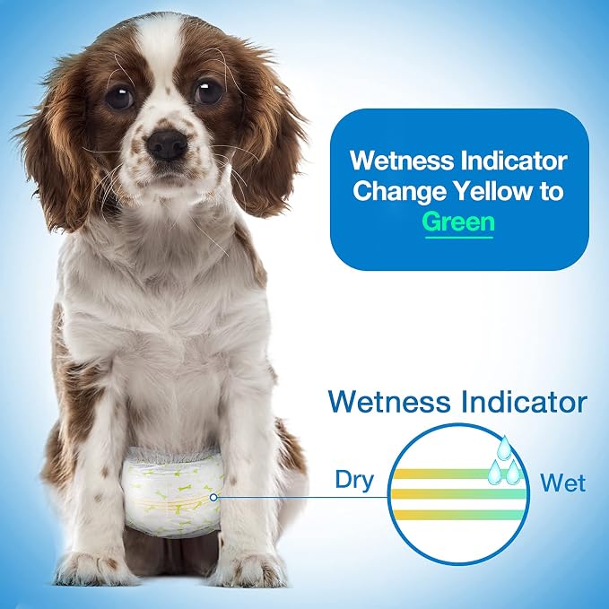 Pet Soft Disposable Male Dog Wraps - Dog Diapers for Male Dogs, Puppy Diapers with Wetness Indicator 48 Counts Medium