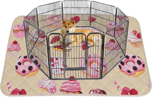 IEUUMLER Washable Pee Pads for Dogs, 1 Pack Cake Pattern Reusable Waterproof Puppy Potty Pads, Non-Slip Absorbent Pet Training Pads for Playpen Crate Bed EU015 Beige Cake, 48x48