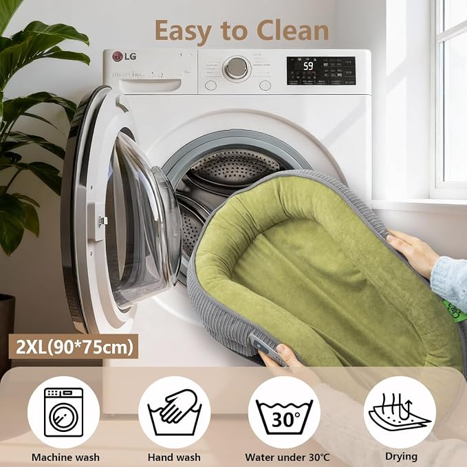 Washable Pet Dog Bed Large Sized Dog,Memory Foam Extra Large Calming Dog Cots Beds for Large Breed Dogs Crate Furniture,XL Dog Bed XXL Indoor Crate Mat with Detachable Bottom and Bolster Cushion