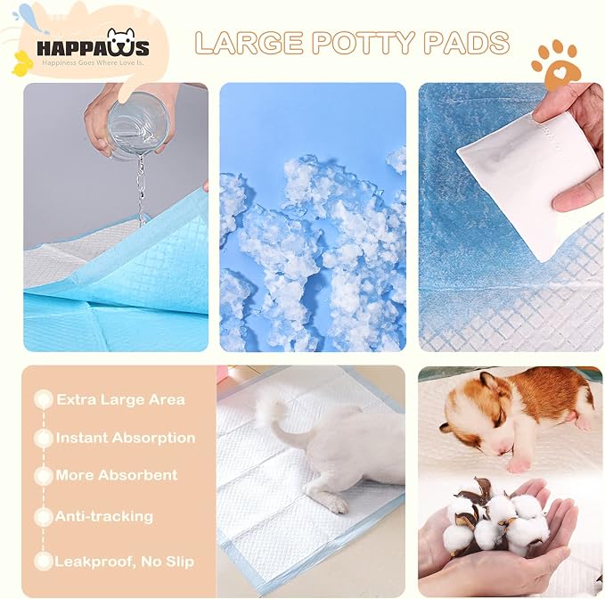 Pee Pads for Dogs, Multi-Sized Puppy Pads, 5-Layer Leak-Proof Dog Pads, 30*30inches 300 Count Wee Wee Pads for Dogs, Disposable Strong Absorption Pads for Cats Doggie Rabbits