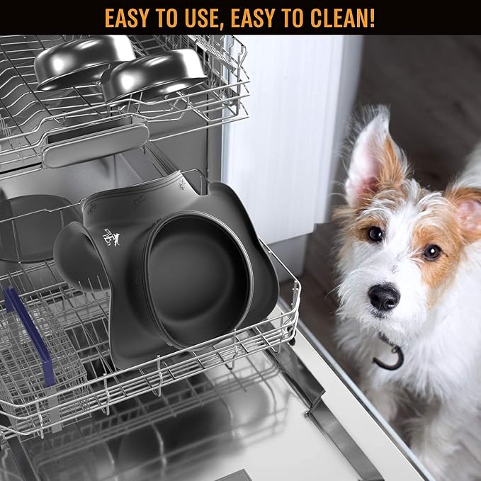 Active Pets Dog Bowl Set, Stainless Steel No Spill Mess-Proof Food & Water Food Bowls with Skid Resistant Silicone Mat, Dog Bowls Small Size Dog, Medium, & Large, Pet Puppy Bowls & Dishes