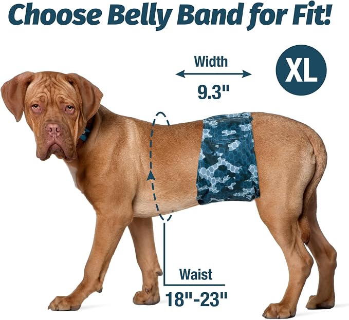 Pet Soft Dog Belly Band - 3 Packs Reusable Dog Diapers Male Doggy Diapers Wraps - Washable Dogs Belly Bands for Male Dogs (Army, XL)