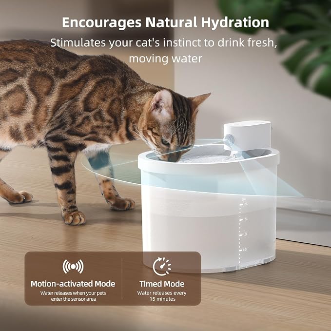 uahpet Cat Water Fountain+7 Pack Replacement Filters & 12 Pack Replacement Filter Sponges