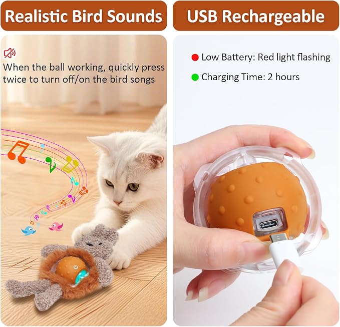 Sofolor Interactive Cat Toys for Indoor Cats, Electric Cat Mouse Toy, Automatic Kitten Toys for Bored Indoor Adult Cats, Motion Activated, Fast Rolling On Carpet, USB Rechargeable
