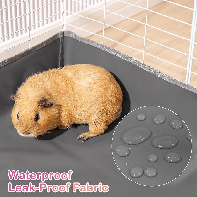 FunFurry Waterproof Guinea Pig Cage Liner,Washable Tarp Bottom Base,Cage Liners for Small Animals,Hamster Chinchilla Hedgehog Ferret Rabbit. (Dark Grey-Paw, 24" X 48")