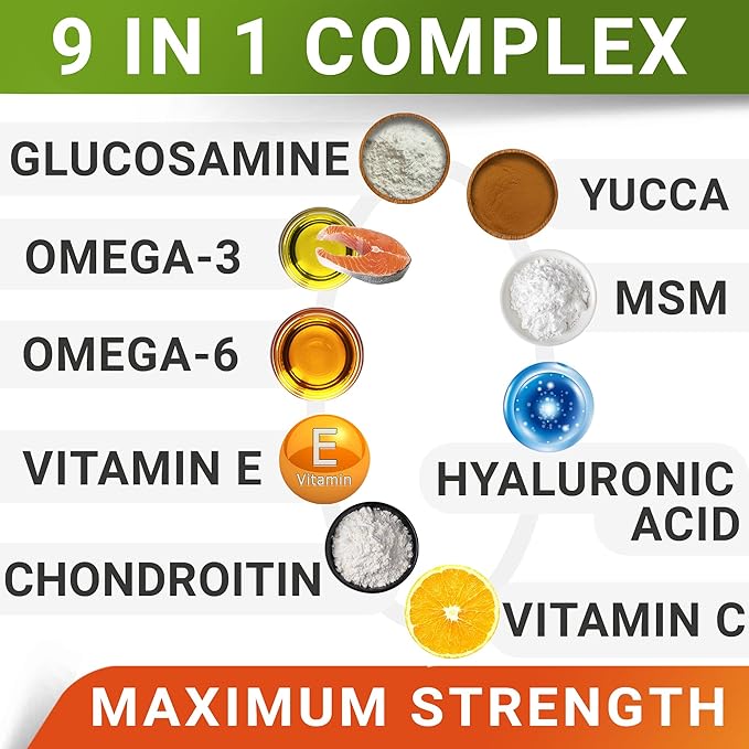 Senior Advanced Glucosamine Chondroitin Joint Supplement for Dogs - Hip & Joint Pain Relief Pills - Large & Small Breed - Hip Joint Chews Canine Joint Health - Dogs&Horses - Bacon Flavor-120Ct