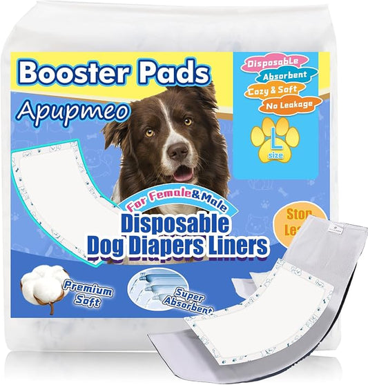 Disposable Dog Diaper Liners - 20PCS Dog Booster Pads for Male Female Dogs - Doggie Diaper Insert Pads for Pet Belly Bands Wraps Period Pants Covers(L,20)