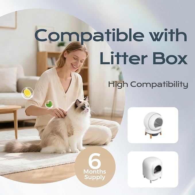 6 PCS Cat Litter Deodorizer Compatible with Petsafe Scoopfree SmartSpin Self-Cleaning Cat Litter Box Refill and HHOlove Self-Cleaning Cat Litter Box, Litter Box Odor Eliminator Keep Home Fresh