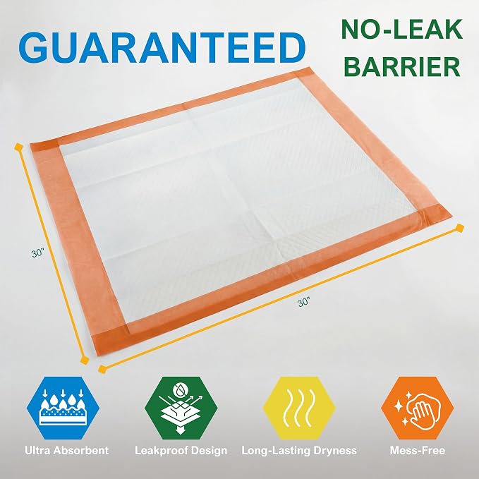 MED PRIDE Dog Training Pads with Adhesive Tabs & Attractant, 30 Count Puppy Pee Pads, 30 x 30 Inch Extra Large Disposable Potty Pads, 6-Layer Ultra Absorbent Leakproof Waterproof Pet Pads