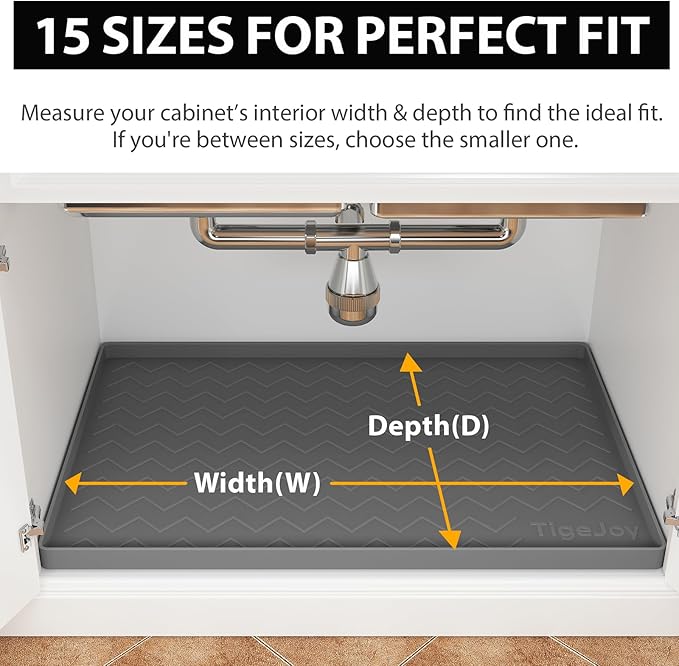 TigeJoy 31" x 22" Under Sink Mats for Kitchen Waterproof, Leak-Proof Silicone Mat Sink Protector and Cabinet Liner, Kitchen Essentials Organizer and Storage, Boot or Shoe Tray, Pet Feeding Mat