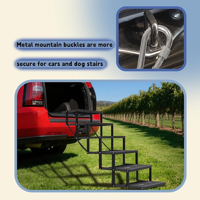Dog Stairs for Car, Dog Steps for Car with Upgraded Load-Bearing Capacity, Dogs Stairs for Large Dogs, Pet Steps, 6 Steps