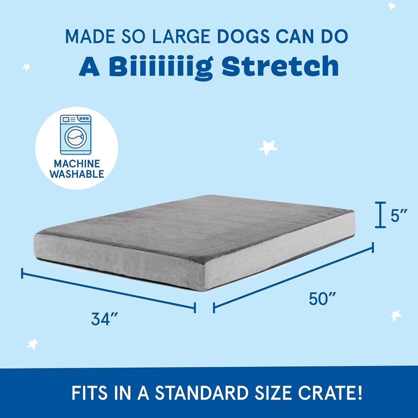 Barkbox Orthopedic Dog Bed with Memory Foam, Premium Comfort for Dogs and Puppies, Dog Bed for Joint Relief and Restful Sleep, Durable and Easy to Clean - Grey, XXL