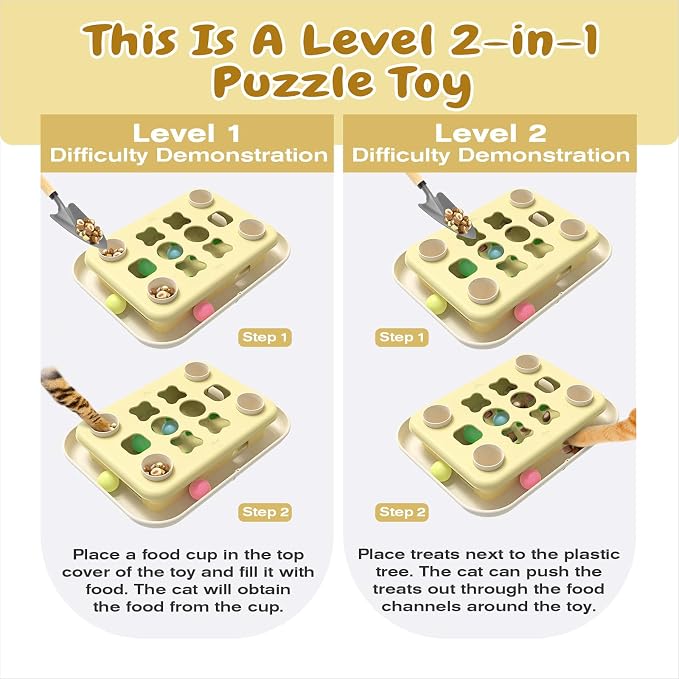KADTC 3-in-1 Cat Puzzle Toy, Peek-and-Play Box, Track Balls for Indoor Cats | Large Size, stable board, no loose parts for safer play, longer mental stimulation, active energy burn, and slower feeding.