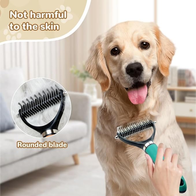 Double Sided Dematting Comb for Cats & Dogs, 2026 Upgrade Undercoat Rake Deshedding Grooming Tool, Multi-Functional Pet Detangling Comb, Double Sided Lint Remover Comb with Lint Roller (b)