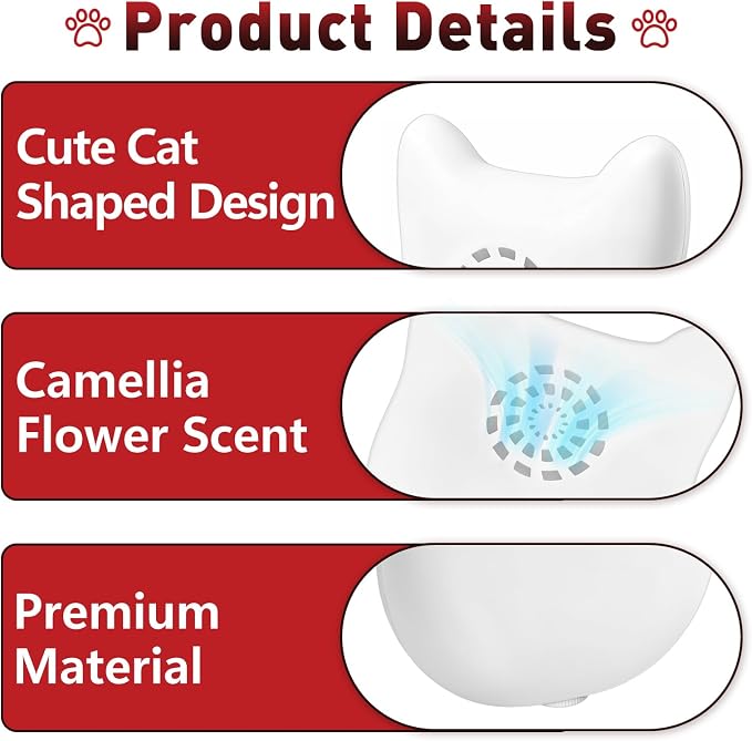 8 Pcs Deodorizer Compatible with Cumrige Fumoi Automatic Cat Litter Box | Cute Cat Shaped Design, Long-Lasting Camellia Flower Scent