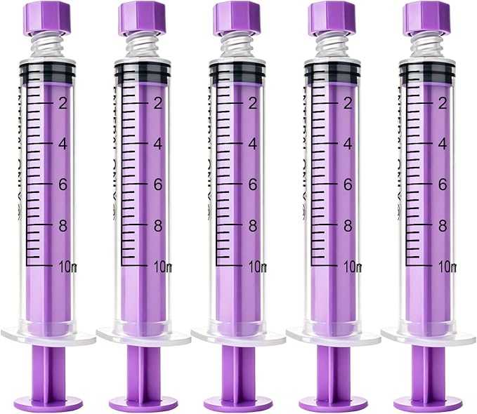 10ml Syringe with Cap, 10cc Plastic Syringes for Liquid, Feeding, Individually Wrapped 20 Pack