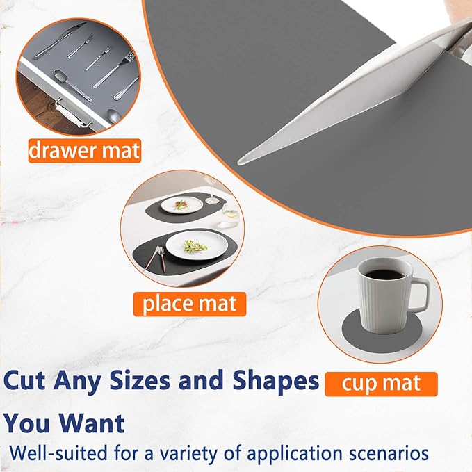78.7''x23.6''(200cmx60cm) Extra Large Silicone Mat for Kitchen Counter, Heat Resistant Non-Slip Kitchen Island Protector Mat, Silicone Placemat for Countertop Protector, Dark Gray