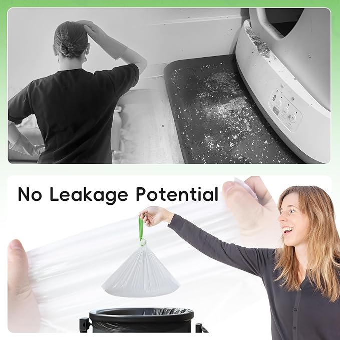 120 Pack Cat Litter Box Liners for Meo Want SC01, MWSC02 SC09, MW-LR01,1.5 Mil Thick Drawstring Heavy Duty Leak-proof Disposable Smart Self-Cleaning Litter Robot Waste Drawer Trash Bags 18" x 12.6"