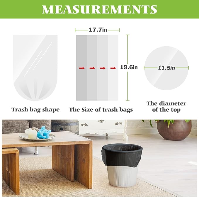 Teivio 4 Gallon 200 Counts Strong Trash Bags Garbage Bags, Bathroom Trash Can Bin Liners, Small Plastic Bags for Home Office Kitchen Kitchen (Black)