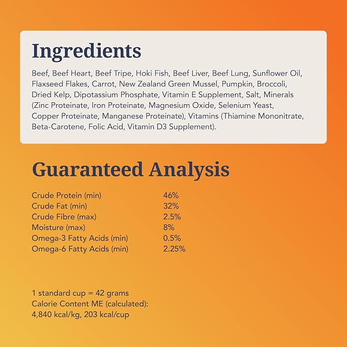 K9 Natural Beef & Hoki Freeze Dried Dog Food, High-Meat Natural Complete Meal or Meal Toppers for Dogs, Grass-Fed Beef & Hoki from New Zealand, Grain-Free, GMO-Free, Complete & Balanced, 3.5oz