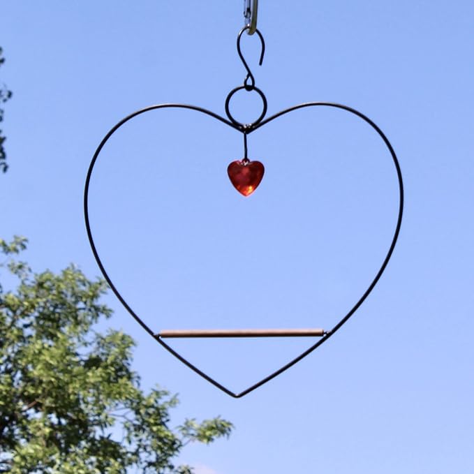 Songbird Essentials Hummingbird Swing - Tweet Heart Birdie Swing - Black Metal Hummingbird Perch