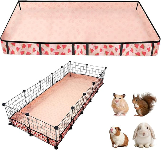 Waterproof Guinea Pig Cage Liners, Washable & Reusable Small Animal Cage Mat, for Rabbit, Hamster, Chinchilla, Hedgehog (Watermelon),C&C 28x70 inches