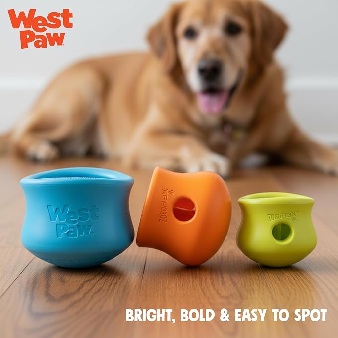 WEST PAW Zogoflex Toppl Interactive Treat Dispensing Puzzle Dog Toy for Mental Stimulation & Enrichment-Holds Kibble & Treats-Lickable, Freezable & Dishwasher Safe-Made in USA-Large-Cardinal Red