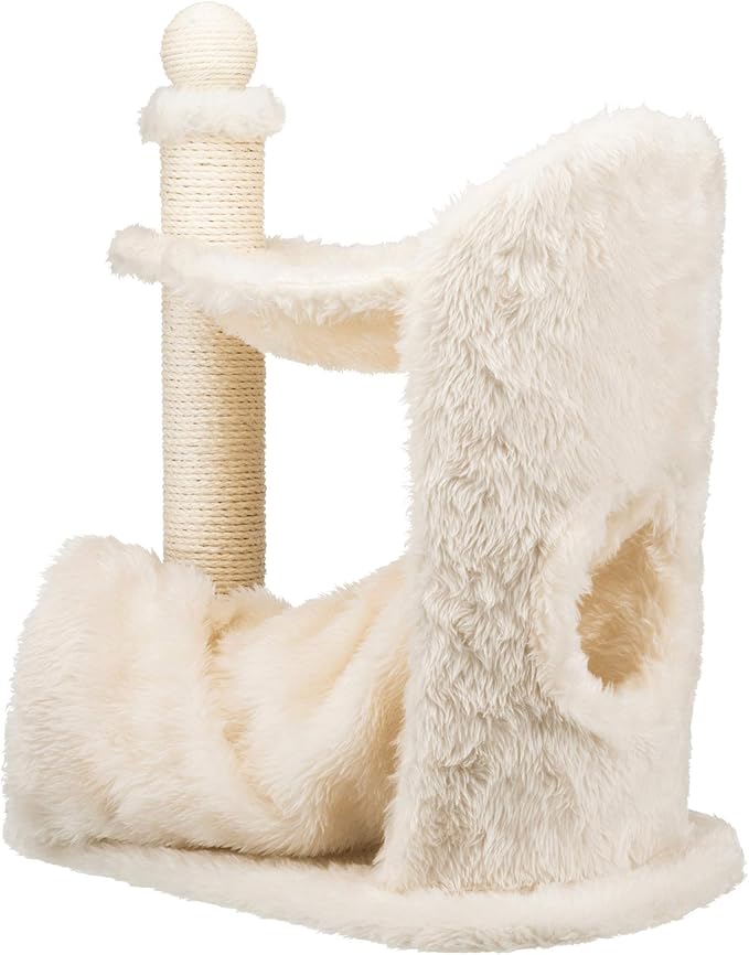 TRIXIE Baza Gandia Scratching Post – Cat Tower with Sisal Scratching Post, Cozy Condo & Padded Platform – Indoor Cat Furniture for Scratching & Climbing – Cream, 15.7" x 23.6" x 26.8"