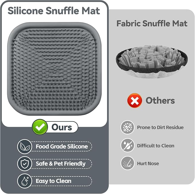 Snuffle Mat for Dogs, 23.6" x 23.6" Silicone Dog Feeding Mat Sniffing Interactive Feeding Game Encourages Natural Foraging Slow Feeder for Small/Medium/Large Dogs, Indoor & Outdoor