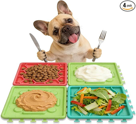Dog Lick Mat for Training and Boredom Relief, Non-Slip Slow Feeder Puzzle with Suction Cups for All Breed Dogs and Cats, Dishwasher Safe Pet Dish for Dry and Wet Food
