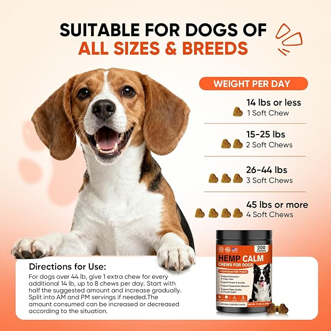 Calming Chews for Dogs-Dog Calming Chews Anxiety Relief Bites with Melatonin HMP for Dog Relaxing Aid-Car Anxiety Fireworks and Thunder Stress Relief Treats Supplements for Puppies Small All Dogs