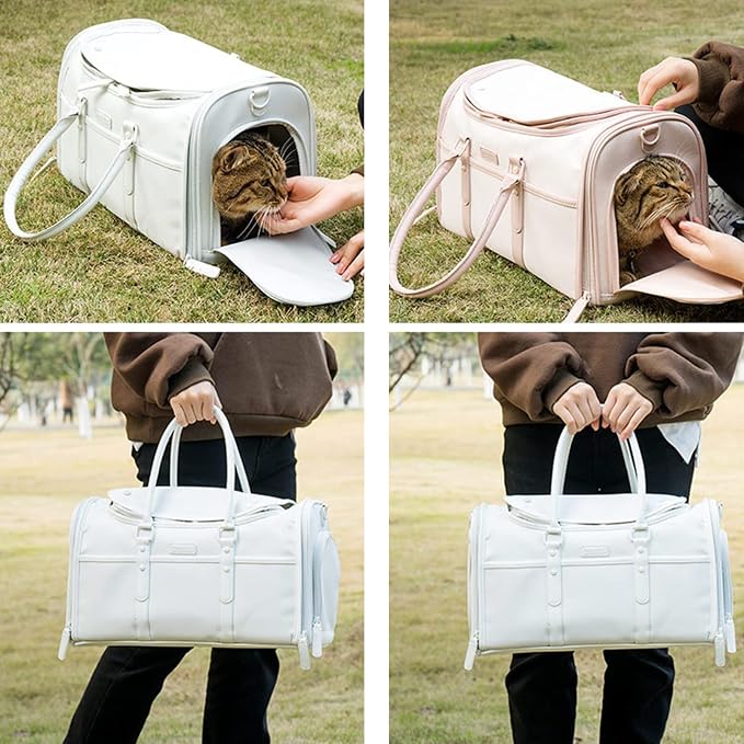 Cat Carrier Travel Soft Sided for Small Cats and Dogs,Portable Foldable Pet Carrier Travel Bag, Breathable Airline Approved Dog Transport Carrier with Shoulder Strap 42X23x22cm L/W/H