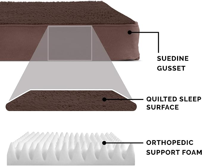 Furhaven Orthopedic Dog Bed for Large/Medium Dogs w/ Removable Washable Cover, For Dogs Up to 55 lbs - Terry & Suede Mattress - Espresso, Large