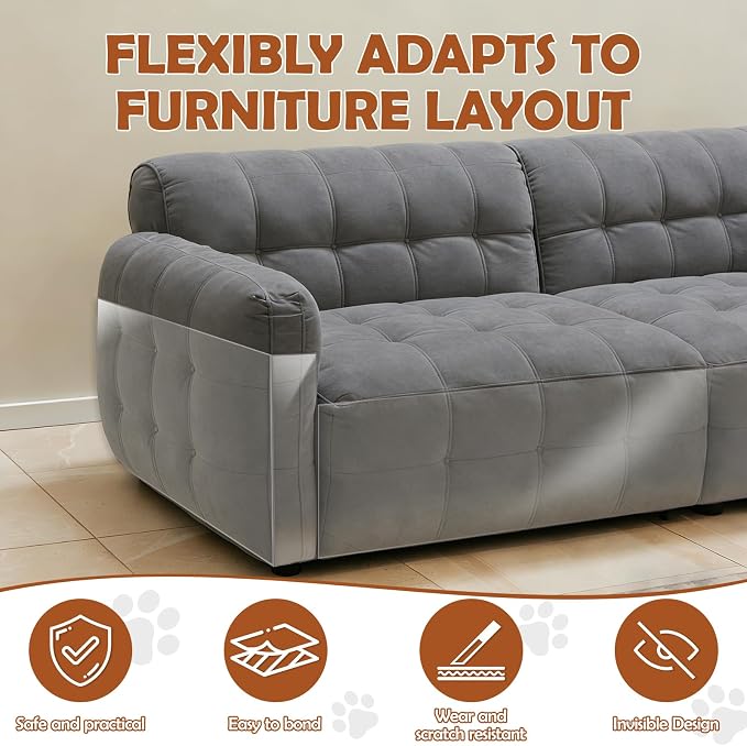 Transparent Anti Cat Scratch Furniture Protector, 2pcs 118 x 11.8in Flexible Couch Corner Protector from Cat Claws，Single-Sided Sticky Couch Protectors, Cats Scratch Deterreent Tape