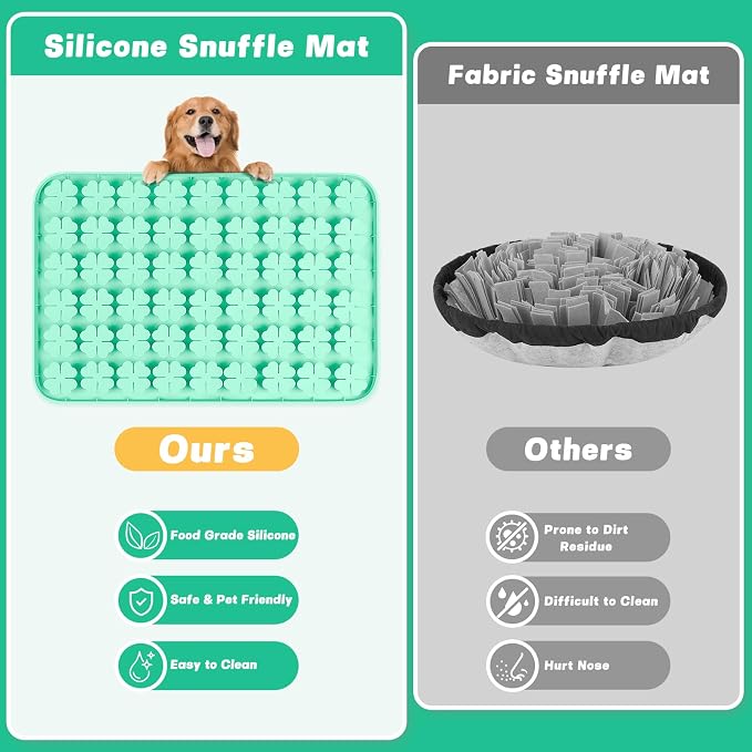 Dog Lick Mat, 23.6"x 15.7" Large Silicone Snuffle Mat with Suction Cups, Slow Feeder for Small Medium Large Dogs Slow Eating, Boredom Reducer (Green)